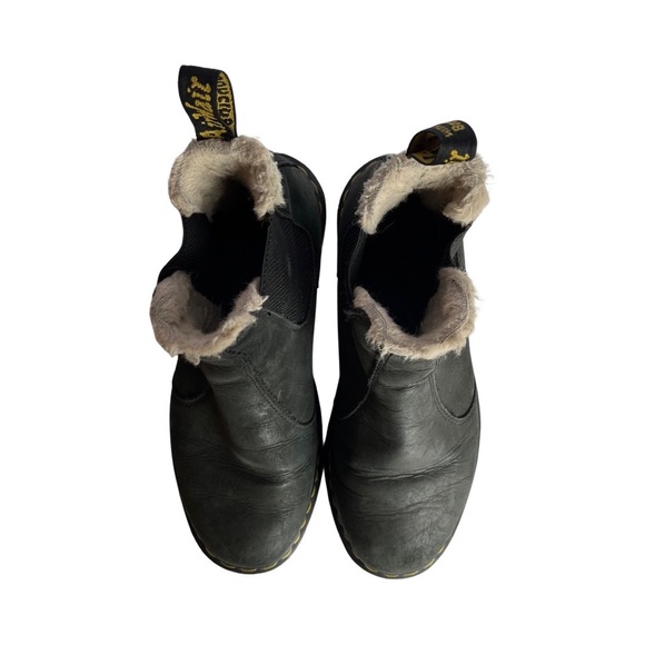 Dr. Martens 2976 Leonore black leather Chelsea boots fur lining size 10 - Picture 2 of 7